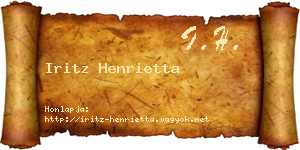 Iritz Henrietta névjegykártya